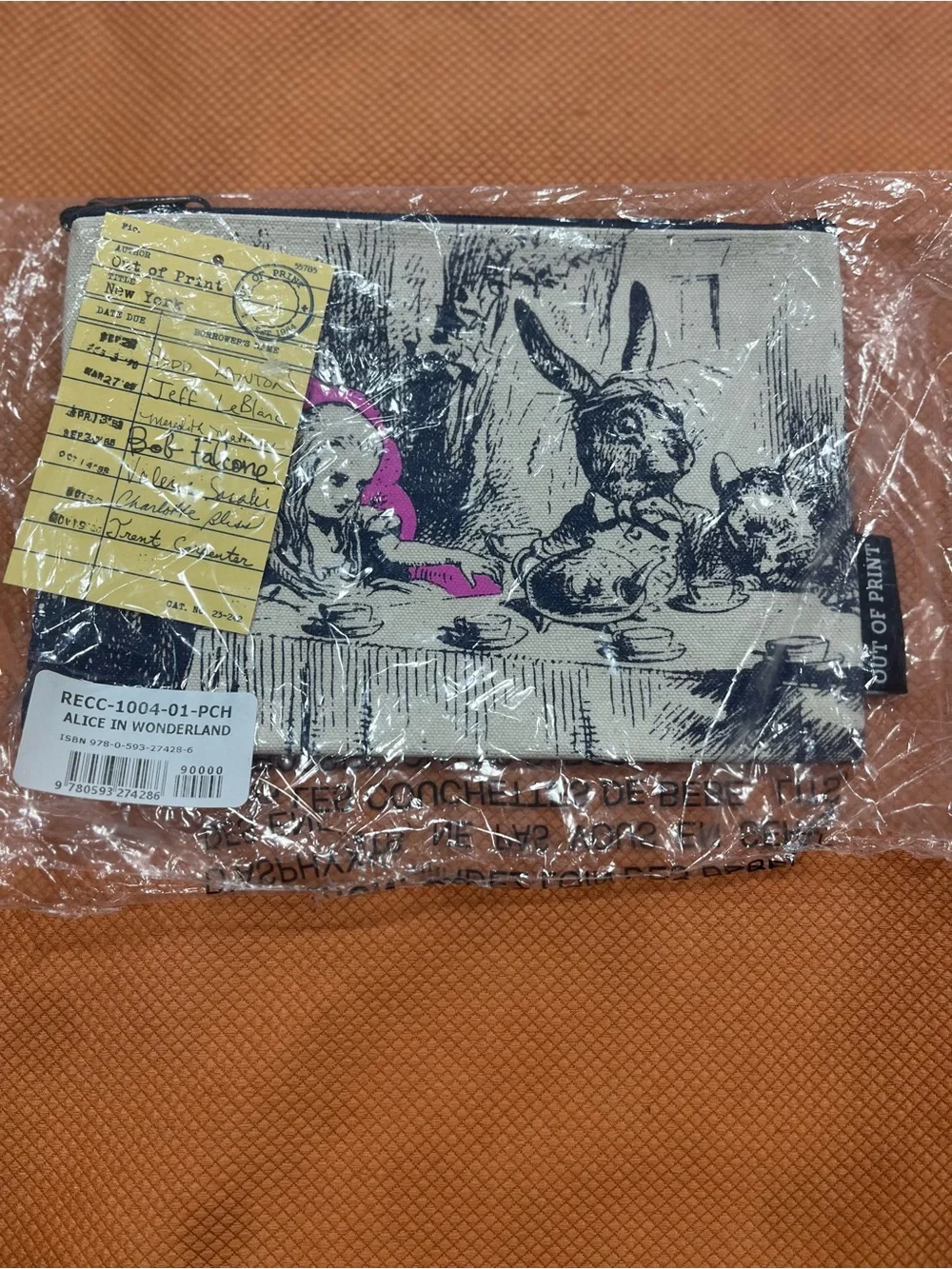 Out of Print Canvas Pouch with Alice Illustration - Pink Accent